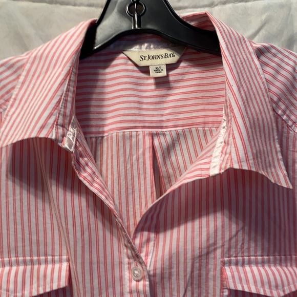 ST. JOHN’S BAY RED/WHITE STRIPED SHIRT SZ XLT - Picture 3 of 13